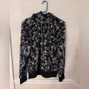 Athleta faux fur black and white hoodie. Good condition.